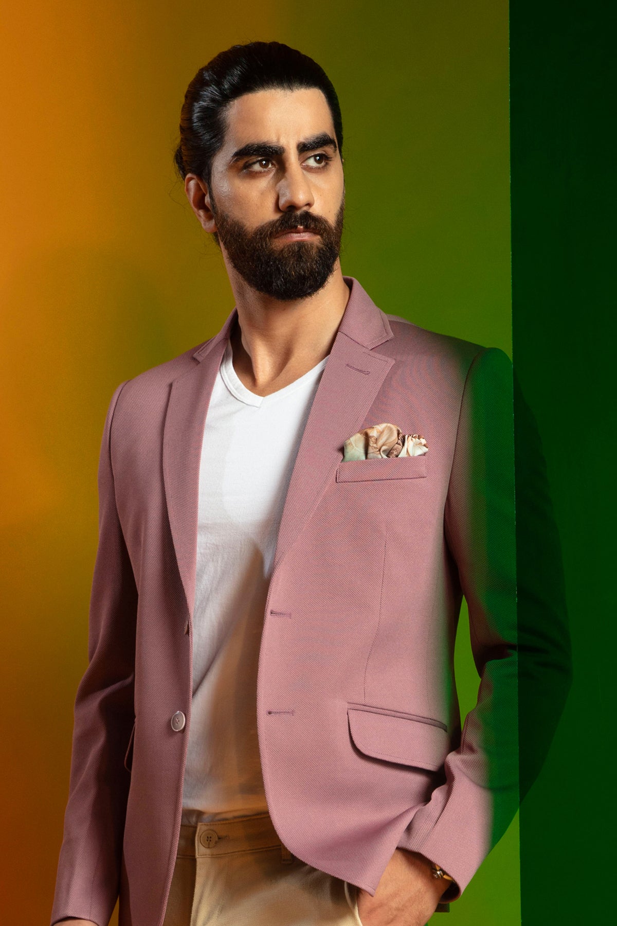 Peach Casual Knitted Blazer for Men