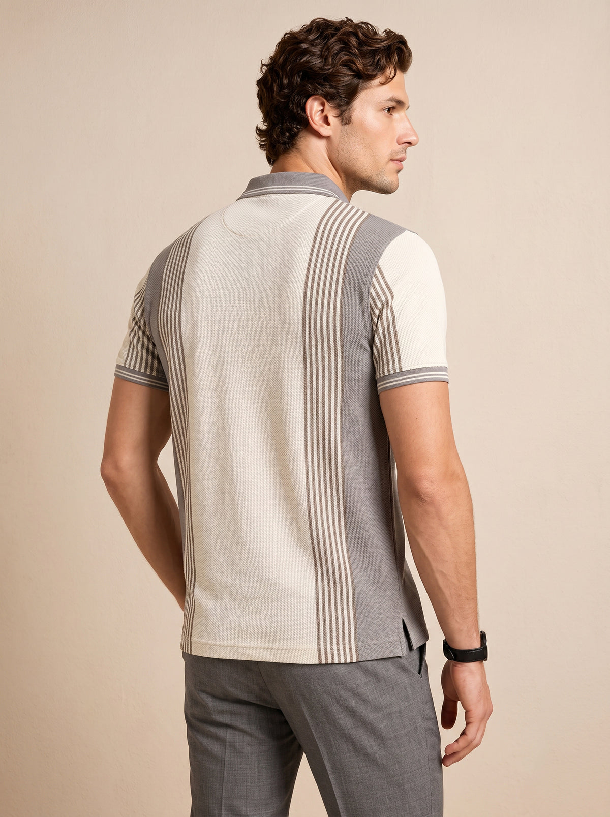 Textured Knit Vertical Stripe T-Shirt