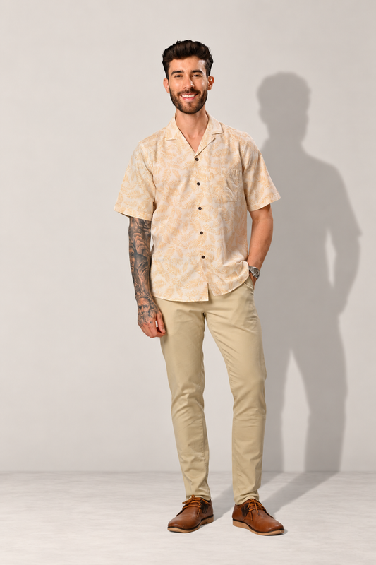 Revere Collar Printed Casual Shirt