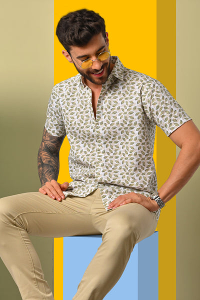 Sleeves Printed Cotton Half Shirt