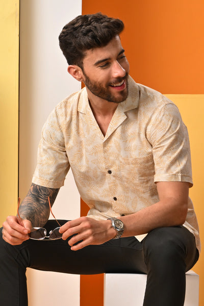 Revere Collar Printed Casual Shirt