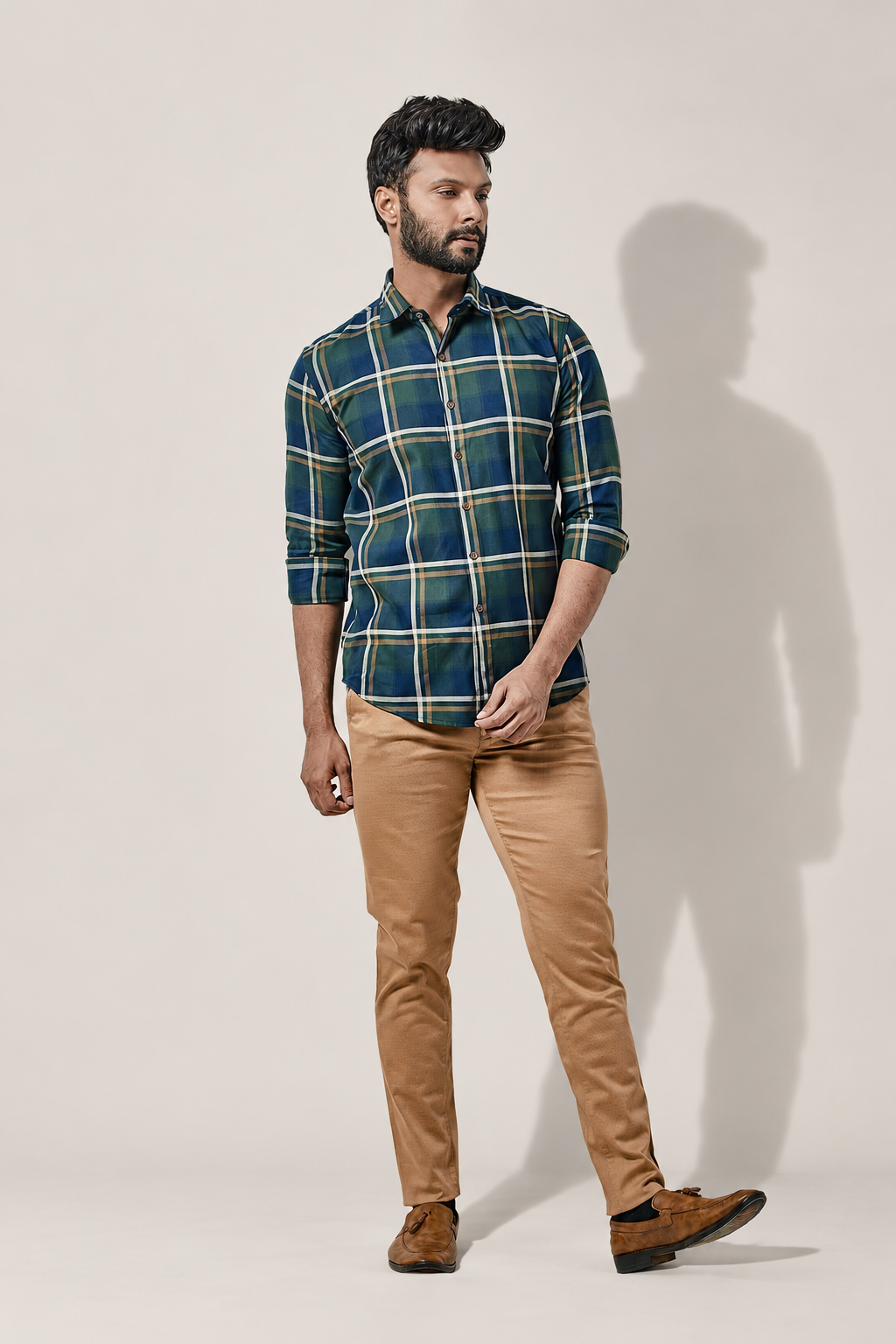 Maroon Checkered Casual Shirt for Men