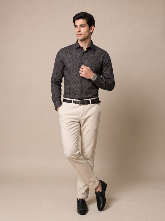 Men Black Abstract Crackle Shirt