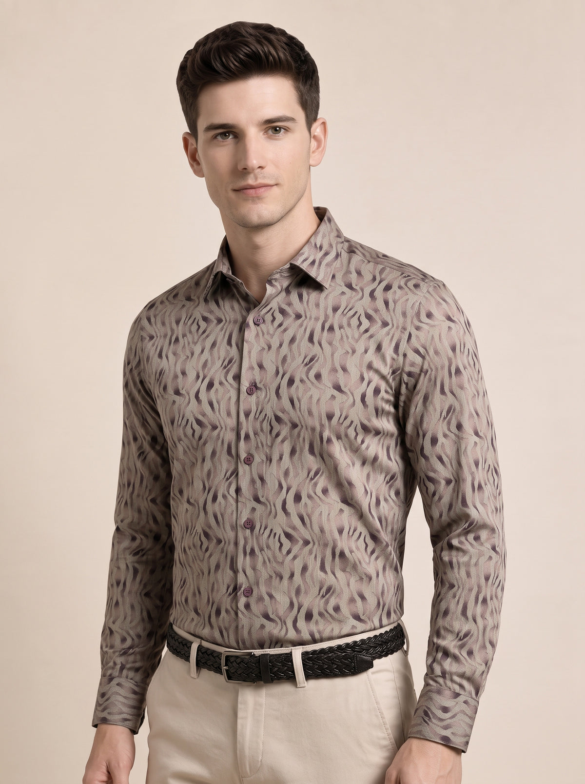 Men Abstract Wavy Shirt