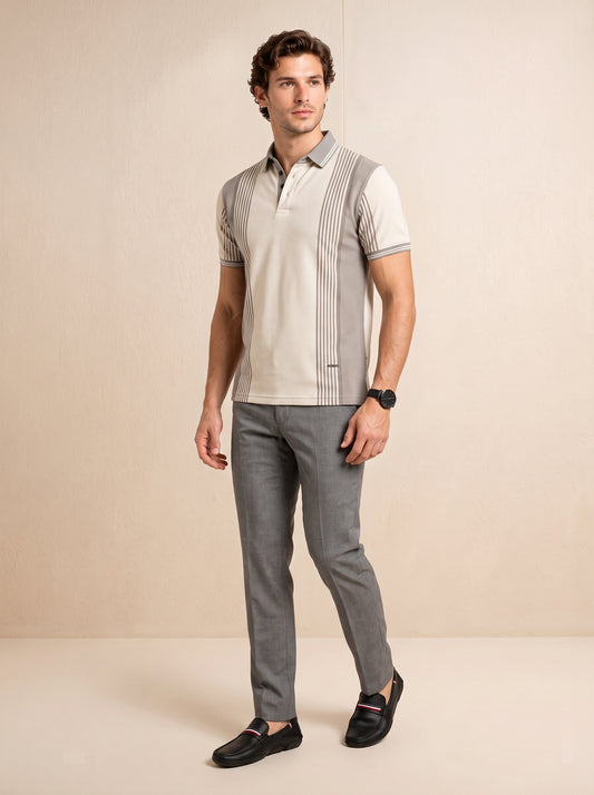 Textured Knit Vertical Stripe T-Shirt
