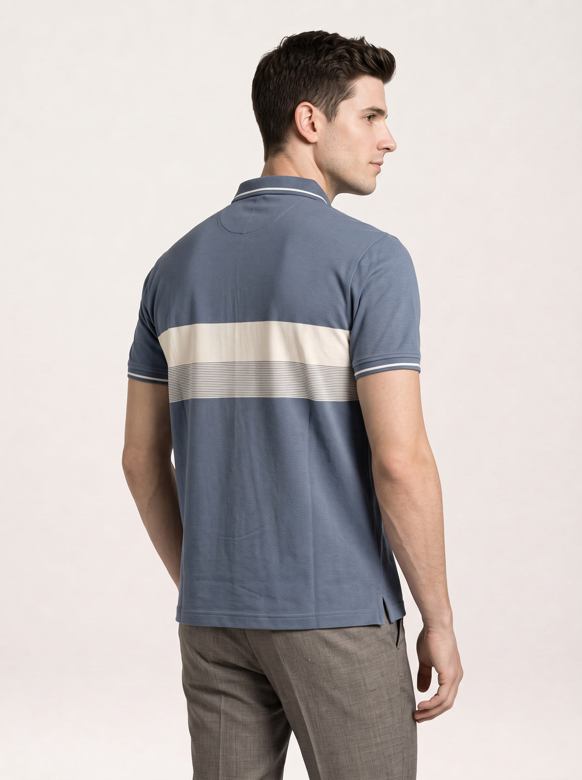 Men T-Shirt with Contrast Striped Panel