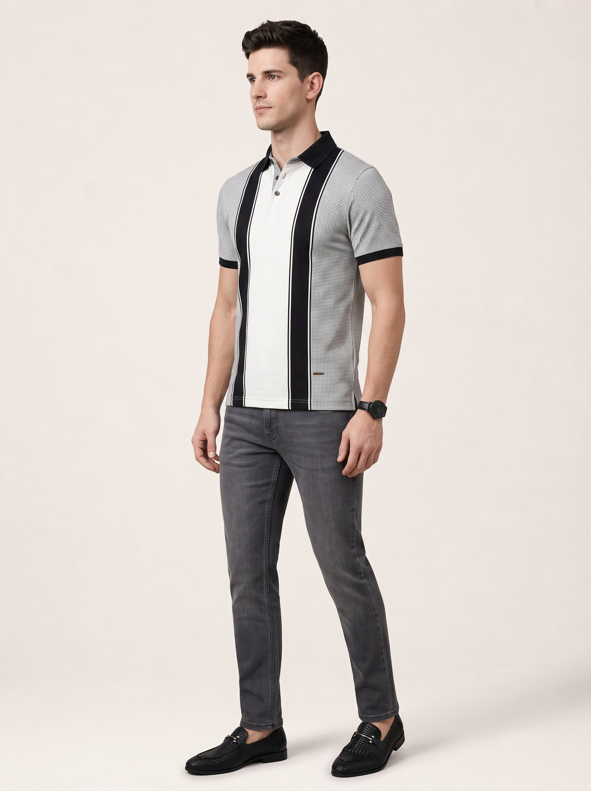 Men Modern Block & Micro-Check T-Shirt