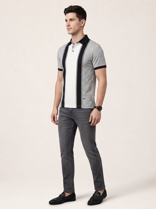Men Modern Block & Micro-Check T-Shirt