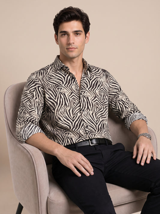 Men Bold Zebra Print Shirt