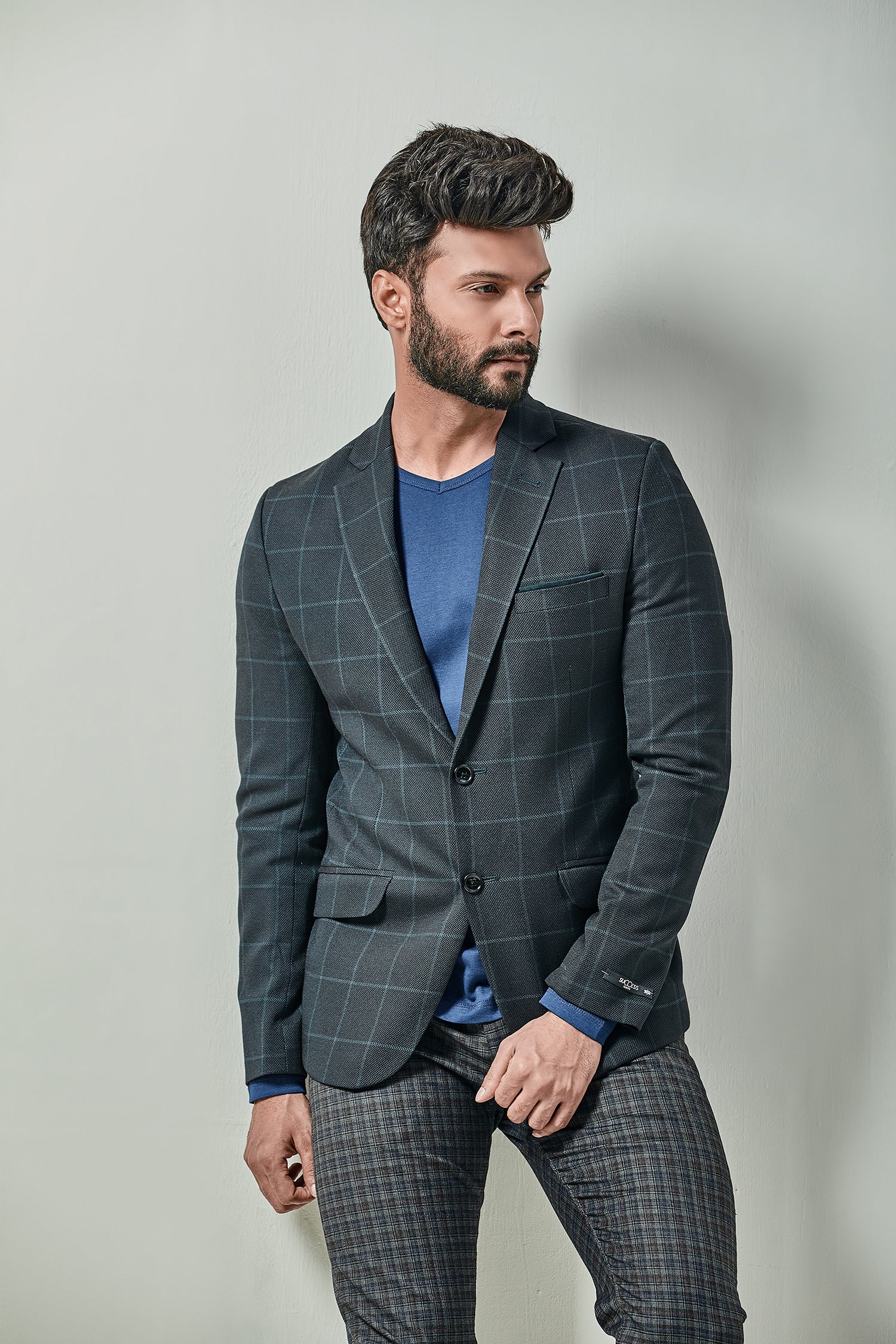 Buy Joe Wenko Men Check Vest Classic Fit Blazer Pants Suit Three Piece Set  Blue Small at Amazon.in